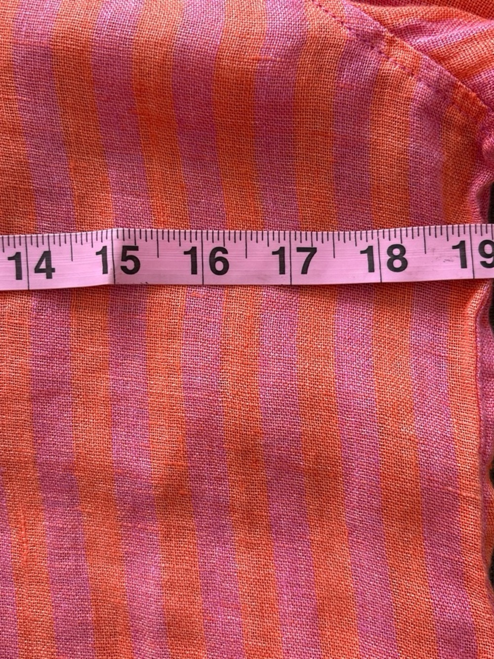 Nicole Miller Pink and Orange Striped Button-Up 109% linen Blouse.S - Picture 4 of 7